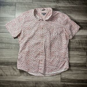 Eddie Bauer Mens‎ Size Xl Button Down Shirt Classic Fit Hiking Tent Print Hip